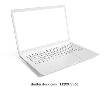 Blank White Laptop With Copy Space Isolated On White Background 3d Rendering