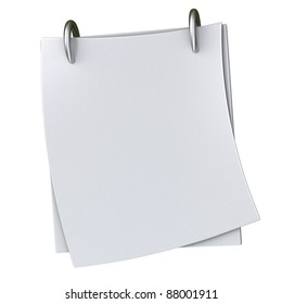 Blank White Note Paper Block 3d