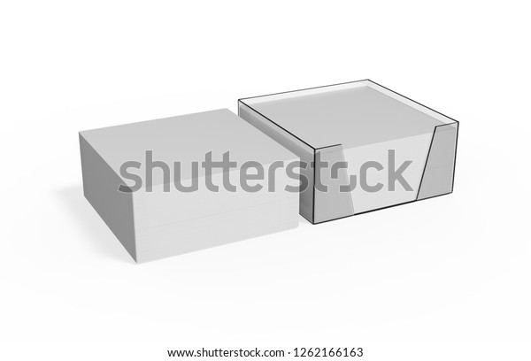 Download Blank White Note Paper Cube Plastic Stock Illustration 1262166163