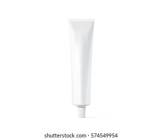 Blank white ointment tube mockup, 3d rendering. Clear skincare cream pack design mock up. Clean gel bottle template, logo branding presentation. Empty cosmetic paste packaging cover. Plastic lotion.