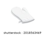 Blank white oven mitt mockup back side view, 3d rendering. Empty protection quilted glove for cooking mock up, isolated. Clear safety potholder or textile gauntlet for stove culinary template.