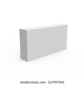 Blank White Package Box for Pills, Medicine Isolated on Background. Mockup. 3D Illustration