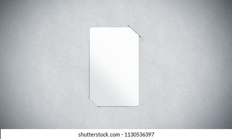 Blank white paper card holder mock up top view, 3d rendering. Empty plastic business card inside paper sheet mockup. Customer loyal booklet template