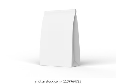 Blank White Paper Lunch Bag In 3d Rendering