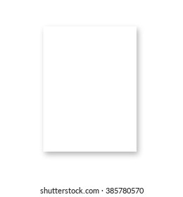 Blank White Paper On White Background. Magazine, Booklet, Postcard, Flyer, Business Card Or Brochure Mockup. 