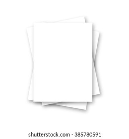 Blank White Paper On White Background. Magazine, Booklet, Postcard, Flyer, Business Card Or Brochure Mockup. 