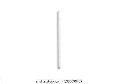 Blank white paper straw mockup isolated, side view, 3d rendering. Clear drink pipe mock up lies. Empty eco party tube for cocktails. Disposable recycling tubule for milk shake.