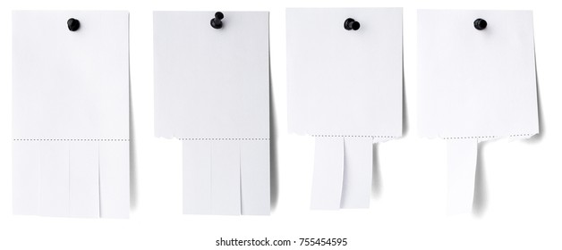 Blank White Paper With Tear Off Tabs. Isolated On White