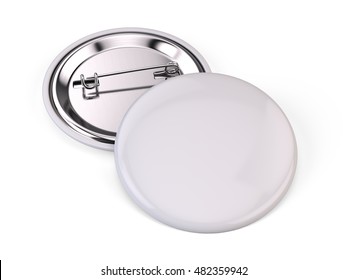 Blank White Pin Badge Brooch Isolated On White - 3d Render