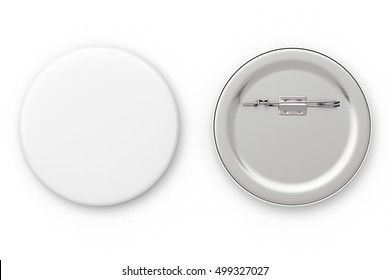 Blank White Pin Badge Brooch Isolated. Include Clipping Path. 3d Render