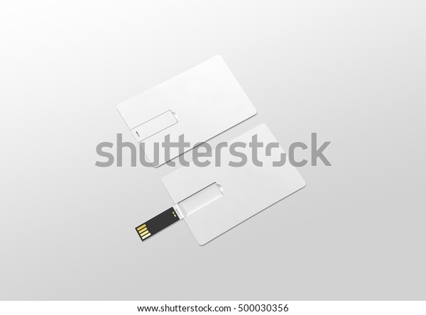 Blank white plastic wafer usb card mockup lying,\
opened and closed, clipping path, 3d rendering. Visiting flash\
drive namecard mock up. Debit card disk souvenir. Flat wallet\
credit stick\
adapter.