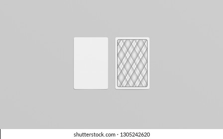 Blank White Playing Cards Face And Shirt Mockup, Isolated, 3d Rendering. Empty Card Display Mock Up, Top View. Clear Hazard Game Luck Or Risk. 