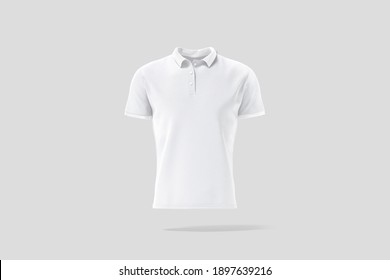 Blank White Poloshirt  Mock Up, Gray Backgound, 3d Rendering. 