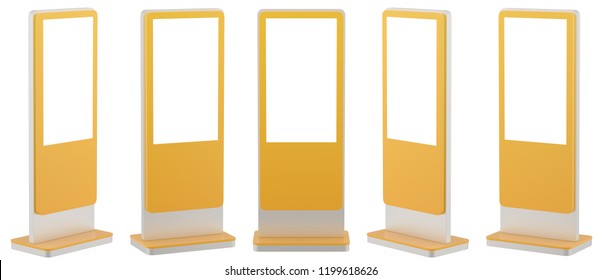 Blank white pylon mockup, side view, isolated, 3d rendering. Empty advertising billboard mock up. Clear outdoor poster template. Commercial outside baner for ad.