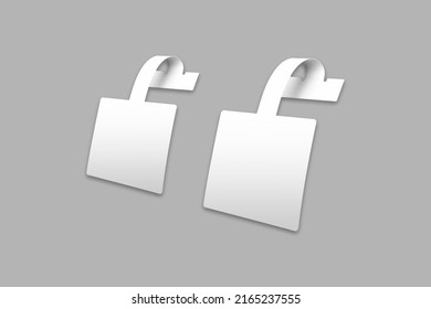 Blank White Rectangle Shelf Talker Wobbler Mockup Isolated On A Grey Background. 3d Rendering.