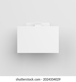 Blank white rectangular advertising PVC shelf Wobbler, mockup of plastic shelf dangler for shopping centres, 3d illustration