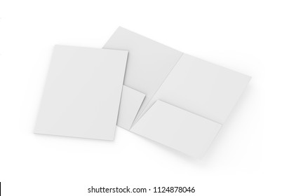 Blank White Reinforced A4 Single Pocket Folder On Isolated White Background, 3d Illustration