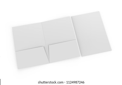 Blank White Reinforced A4 Single Pocket Folder On Isolated White Background, 3d Illustration