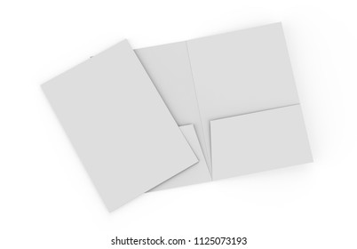 Blank White Reinforced A4 Single Pocket Folder On Isolated White Background, 3d Illustration