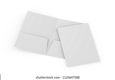 Blank White Reinforced A4 Single Pocket Folder On Isolated White Background, 3d Illustration