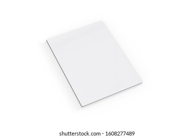 Blank White Reinforced Pocket Folders On Isolated White Background, Mock Up Template For Design Presentation. 3d Illustration