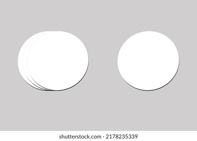 Blank White Round Cardboard Poster Mockup Isolated On A Grey Background. 3d Rendering.