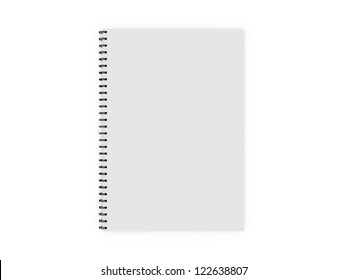 Blank White Ruled Notebook, Ring Binder, Top View, Isolated On White Background.