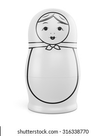 Blank White Russian Nesting Doll Babushka Isolated