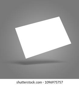 Blank White Sheet (card) Floating, Gradient Gray Surface And Background, Isolated