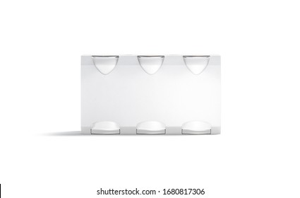 Blank White Six Beer Can Cardboard Pack Mockup, Front View, 3d Rendering. Empty Folding Disposable Case For Fresh Lemonade Or Water Mock Up, Isolated. Clear Bavarage Jar Package Mokcup Template.