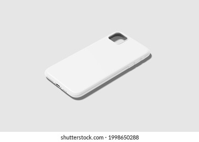 Blank White Smart Phone Mobile Back Cover Or Case For Design Template Mock Up Design. 3d Illustration