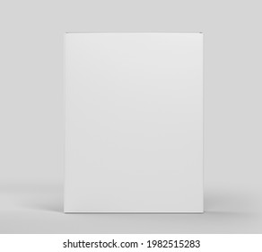 Blank white software box Mockup, medium size Cardboard package box, 3d rendering isolated on light gray background, ready for your design