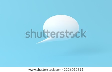 Blank white speech bubble pin isolated on blue background 3D rendering. Social network communication concept. 3d white speech bubble, social media chat message icon. Empty text bubbles in comment
