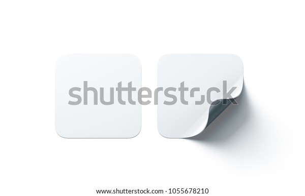 Blank White Square Adhesive Stickers Mock Stock Illustration 1055678210