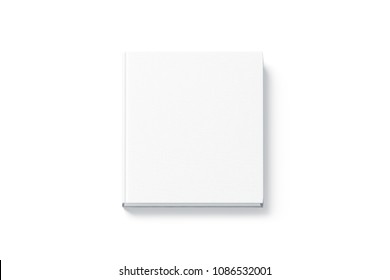 Blank White Square Hardback Book Mock Up, Top View, Isolated. Empty Notebook Hard Cover Mockup. Bookstore Booklet Branding Template.