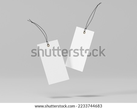 Blank white square label mockup, clothing tag, 3d rendering, 3d modeling