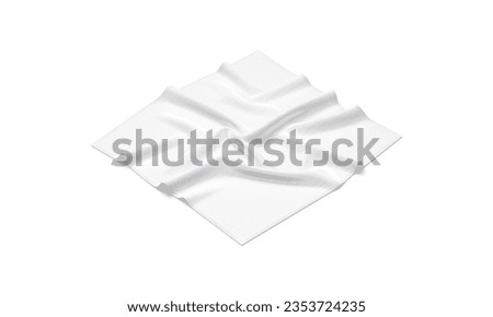 Blank white twill silk scarf mockup, side view, 3d rendering. Empty tweed or fabric crumpled neckerchief accessories mock up, isolated. Clear unfolded elegant shawl or silken kerchief. 3D Illustration Сток-фото © 
