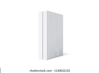 Blank White Two Hard Cover Book Spine Mockup Stand Isolated, 3d Rendering. Empty Notebook Mock Up. Bookstore Branding Template. Textbooks Isolated