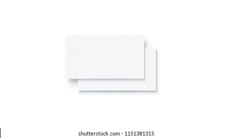 Blank White Two Horizontal Business Cards Mock Up, Isolated, 3d Rendering. Empty Namecard On Each Other Mockup, Top View. Calling Papersheet Template For Company Name, Phone Number, Email Address.