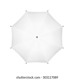 Blank White Umbrella. Top View.