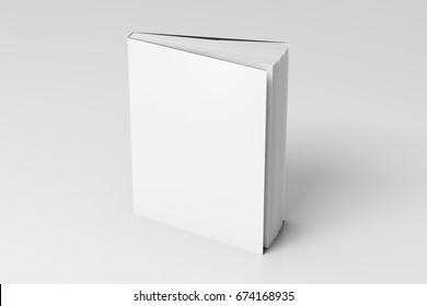 Blank White Vertical Dust Jacket Or Dust Wrapper Standing Book. Isolated With Clipping Path Around Book. 3d Illustration.