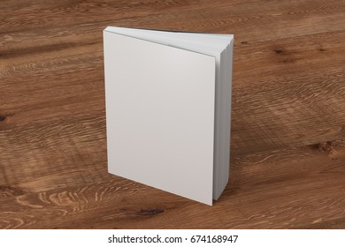 Blank White Vertical Dust Jacket Or Dust Wrapper Standing Book. Isolated With Clipping Path Around Book. 3d Illustration.