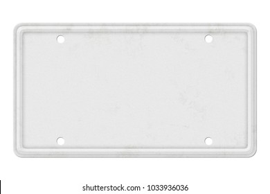 Blank White Vintage License Plate Isolated On White Background