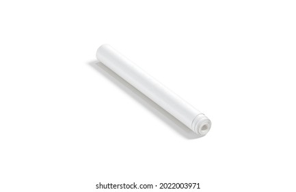 Blank White Wallpaper Twisted Roll Mockup, Side View, 3d Rendering. Empty Rolled Poster Or Paper Material For Wall Mock Up, Isolated. Clear Sticker Paperhanging Stationery Template.