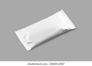 Blank White Wet Wipes Pouch Mockup Isolated On A Grey Background. 3d Rendering.