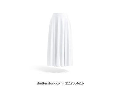 Blank White Women Maxi Skirt Mockup, Front View, 3d Rendering. Empty Long Female Tube Petticoat Mock Up, Isolated. Clear Chiffon Flat Or Pencil Dress For Classic Outfit Template.