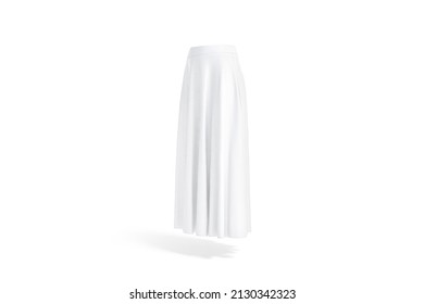 Blank White Women Maxi Skirt Mockup, Side View, 3d Rendering. Empty Jersey Asymmetric Or Tube Dress Mock Up, Isolated. Clear Female Elegant Or Casual Garment For Summer Outfit Template.