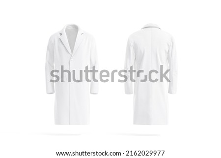Blank white wool coat mockup, front and back view, 3d rendering. Empty casual cashmere anorak or overcoat mock up, isolated. Clear elegant woolen outercoat or oversized trench template. Сток-фото © 