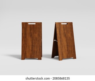Blank wooden stand board on the empty background, chalkboard menu sign, 3d rendering, 3d illustration