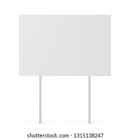 Blank Yard Sign. 3d Illustration Isolated On White Background 